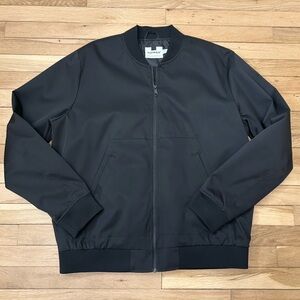 Topman Bomber Jacket Mens XL Black Lightweight Lined Full Zip Pockets Casual
